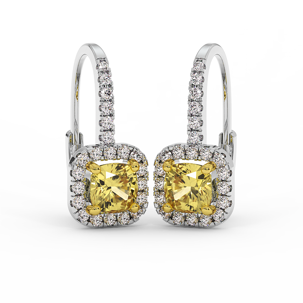 18K Gold Yellow & White Diamond Earrings 